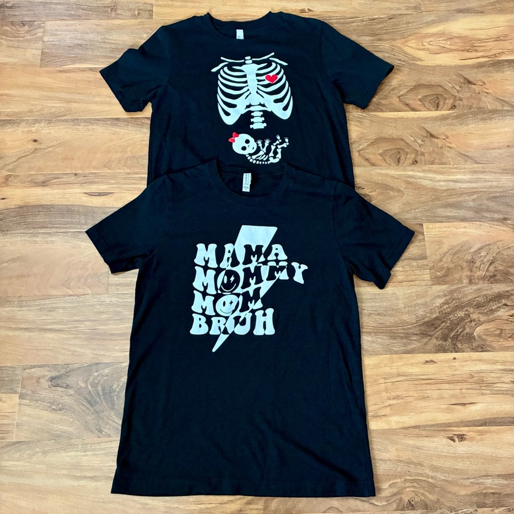 MAMA. MOMMY. MOM. BRUH. Women's Black Medium Lot Of 2 Mom Shirts